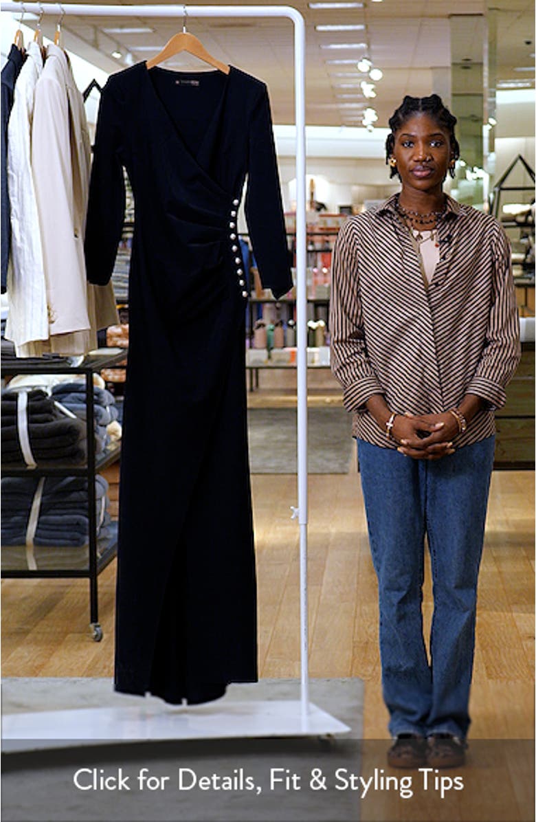 Wiesa Faux Pearl Detail Long Sleeve Gown, sales video thumbnail