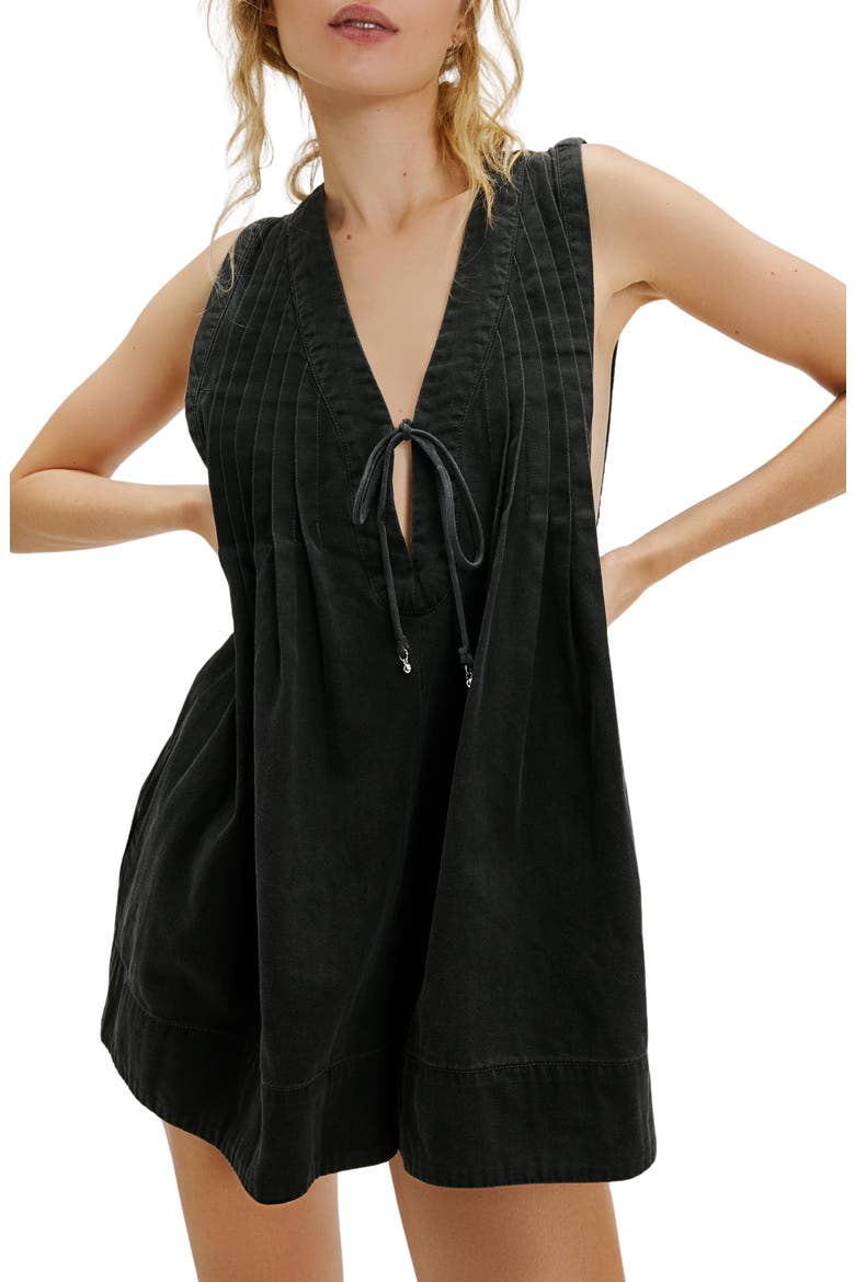 Webster Denim Romper, Main, color, BLACK WASH
