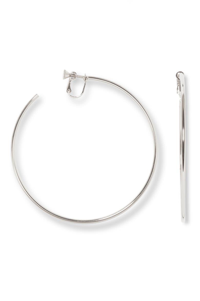 Clip Hoop Earrings, Main, color, RHODIUM