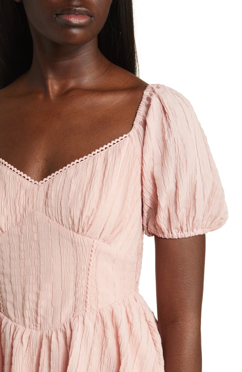 All in Favor Crinkle Tiered Minidress, Alternate, color, Blush