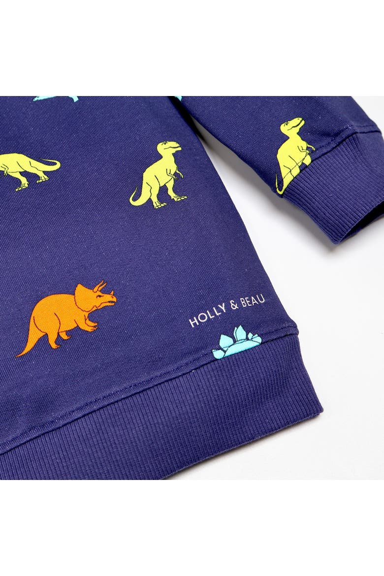 Dinosaur Cotton Crew Neck Sweatshirt, Alternate, color, Blue