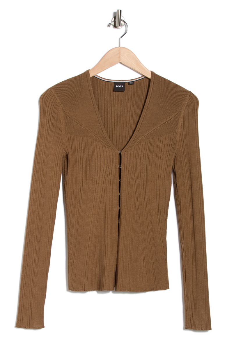 Forama Rib Cardigan, Alternate, color, OPEN BROWN