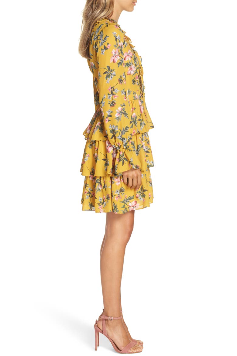 Floral Ruffle Dress, Alternate, color, MARIGOLD MULTI