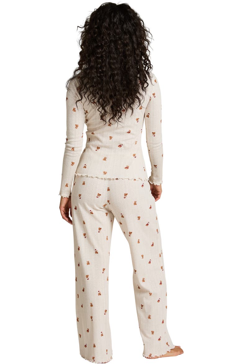 Pointelle Pyjama Set, Alternate, color, White Teddy Bear