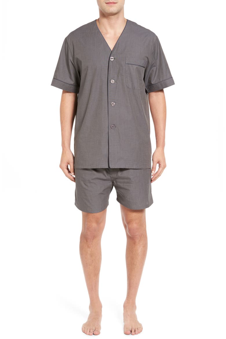 Cotton Short Pajamas, Main, color, CHARCOAL