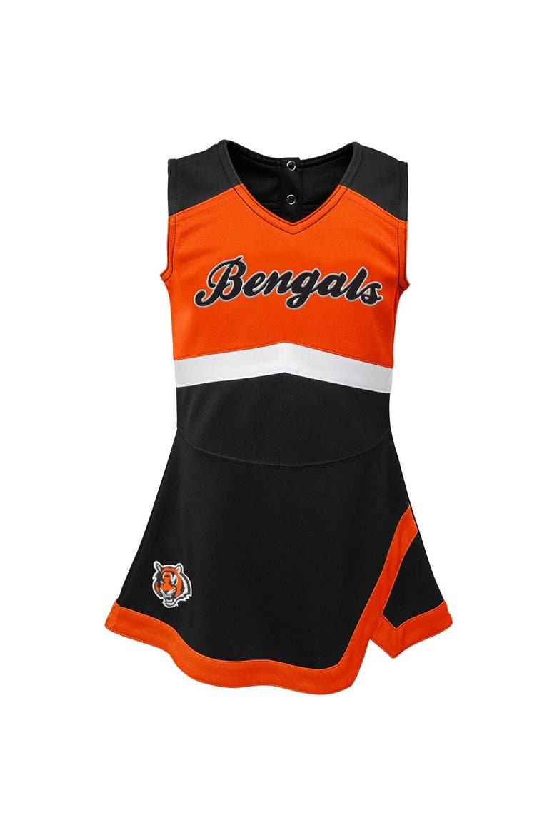 Girls Infant Black Cincinnati Bengals Cheer Captain Jumper Dress, Alternate, color, Black
