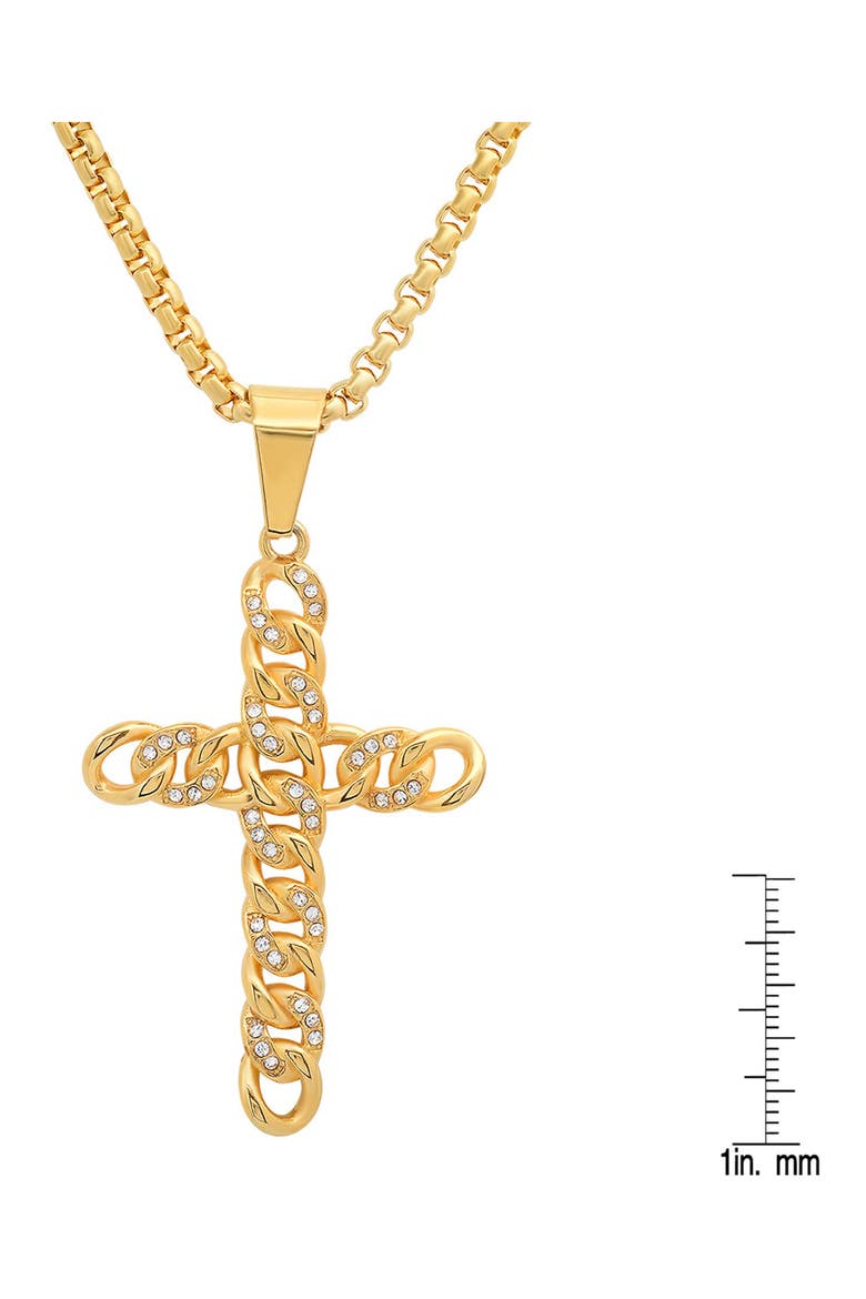Men's 18k Gold Plated Cubic Zirconia Cross Pendant Necklace, Alternate, color, GOLD
