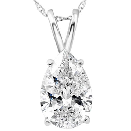 BLISS DIAMOND BLISS DIAMOND CERTIFIED 2 CT PEAR SHAPE LAB GROWN DIAMOND PENDANT 14K GOLD NECKLACE