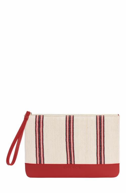 K'Ai & Vrosi Apollon Calfskin & Handloomed Fabric Clutch in Red  product