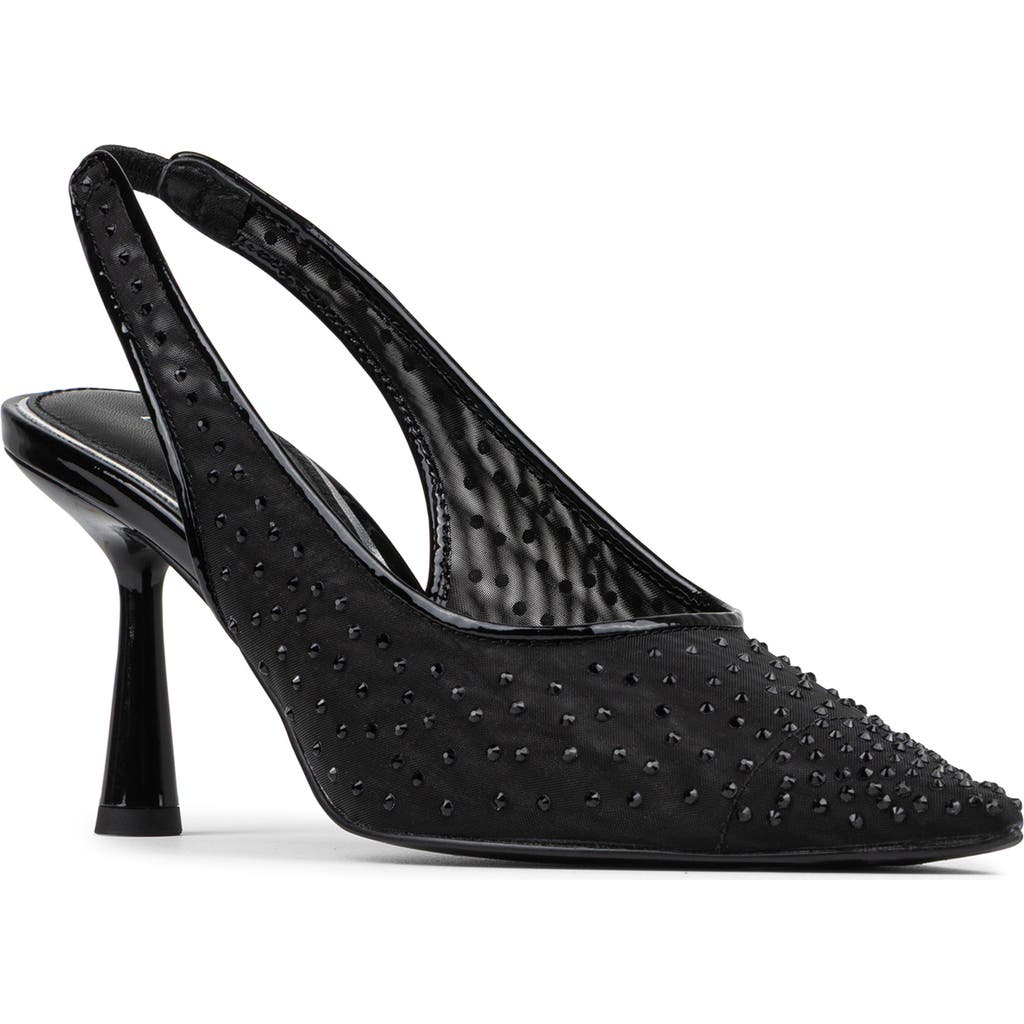 Donald Pliner Sodashi Snakeskin Embossed Pointed Toe Slingback Pump In Black