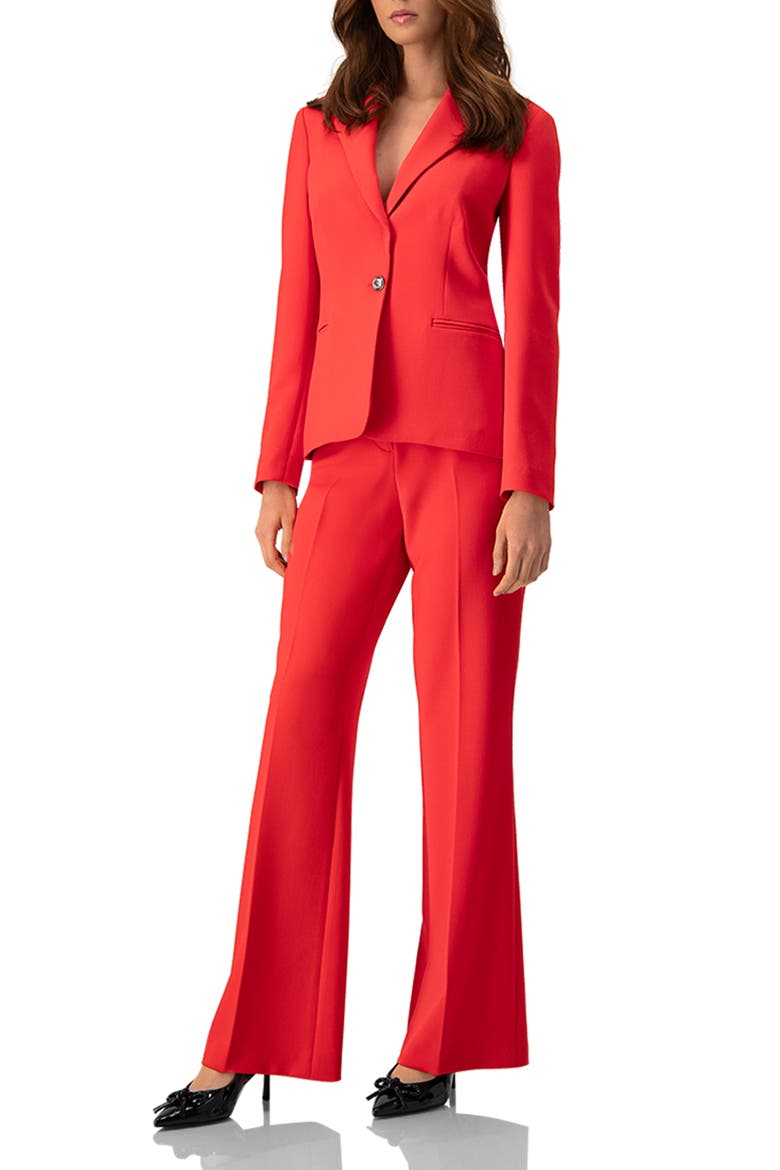 Single-Button Blazer in Vibrant Red, Alternate, color, Red