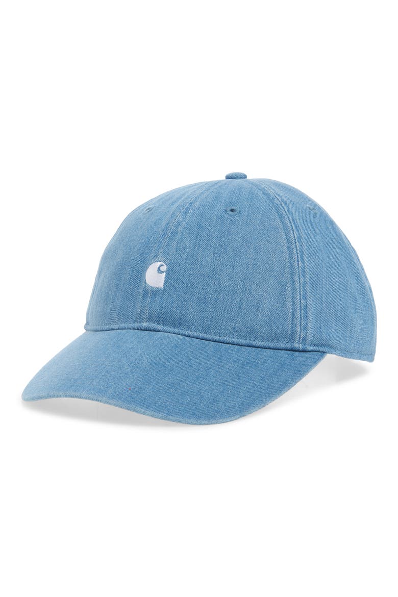 Lucas Adjustable Cotton Denim Ball Cap, Main, color, BLUE (BLEACHED)