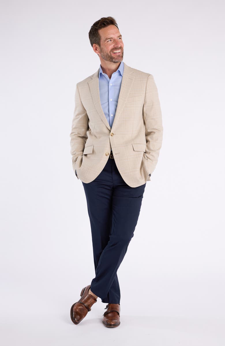 SAVILE ROW CO Slim Fit Plaid Sport Coat, Alternate, color, Taupe