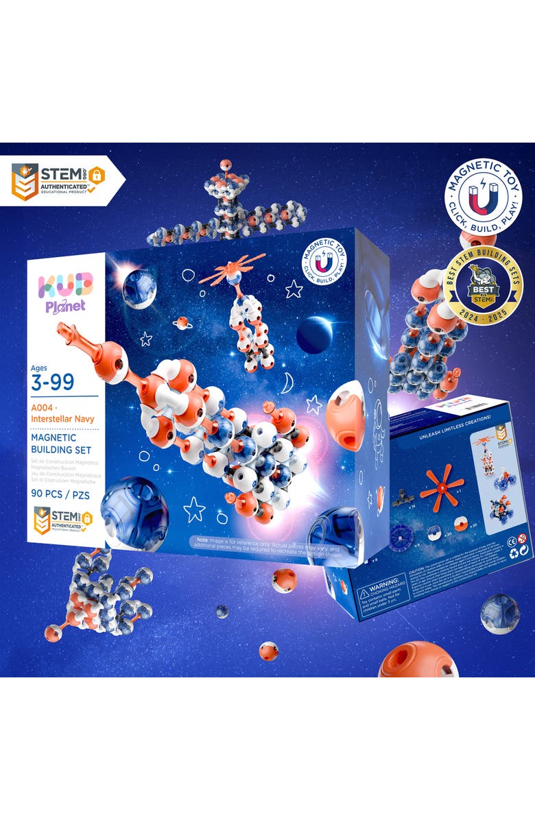 KUB Planet Magnetic Building Set Magnetic Blocks Set 90 Piece Stem Toy for Kids, Alternate, color, Multicolored