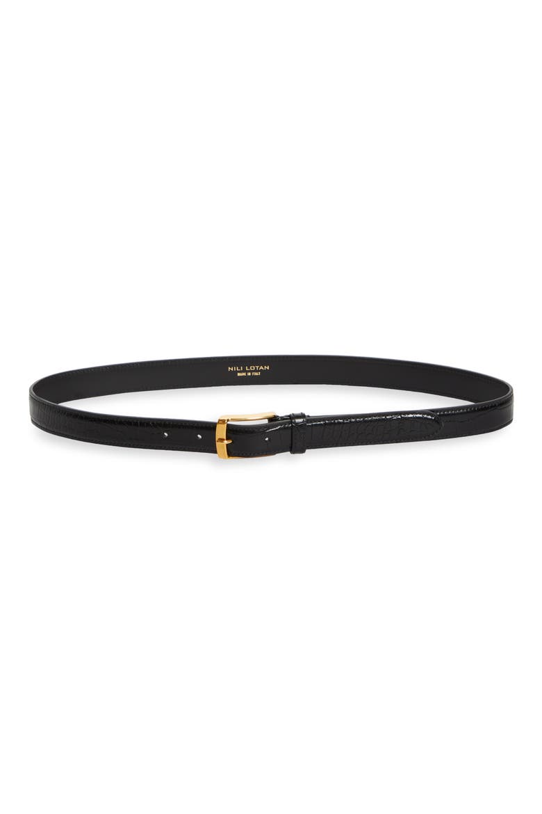 Dana Leather Belt, Main, color, BLACK W/ GOLD BUCKLE