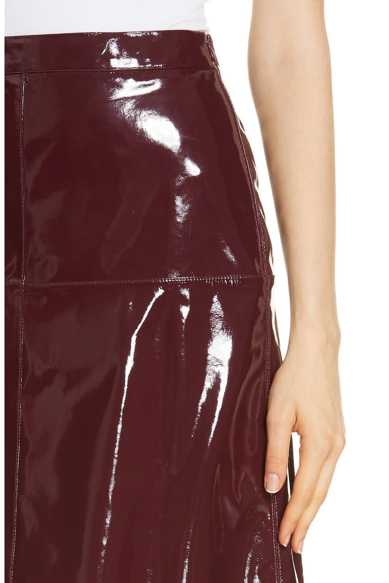 Patent Leather Midi Skirt, Alternate, color, BURGUNDY LONDON