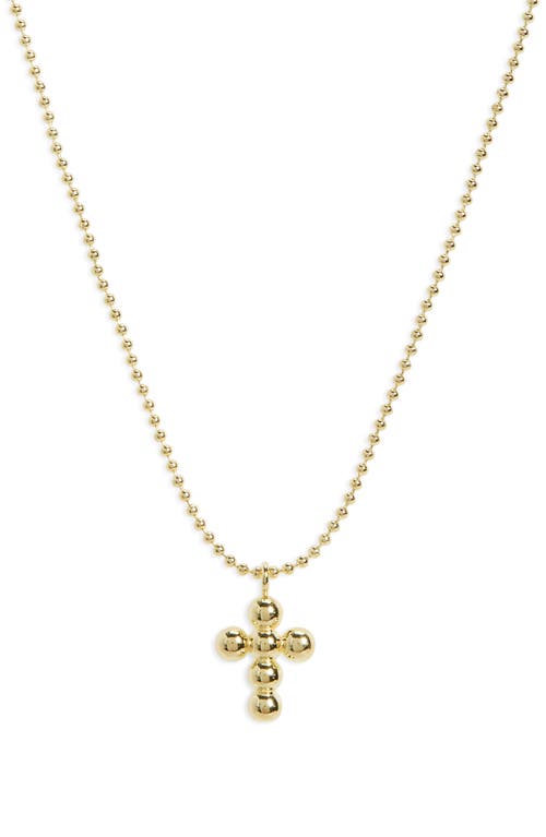 Argento Vivo Sterling Silver Carded Ball Cross Pendant Necklace in Gold 