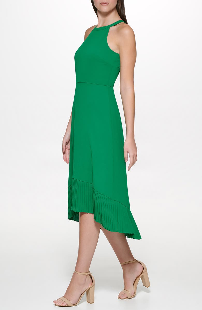 Kensie Pebble Crepe Midi Dress, Alternate, color, Tropical Green