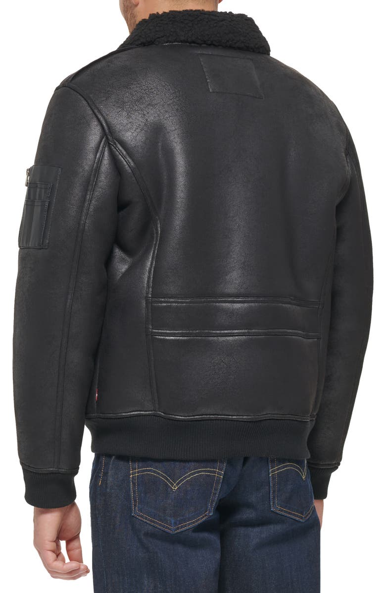 Levi's<sup>®</sup> Faux Shearling Collar Aviator Bomber Jacket, Alternate, color,