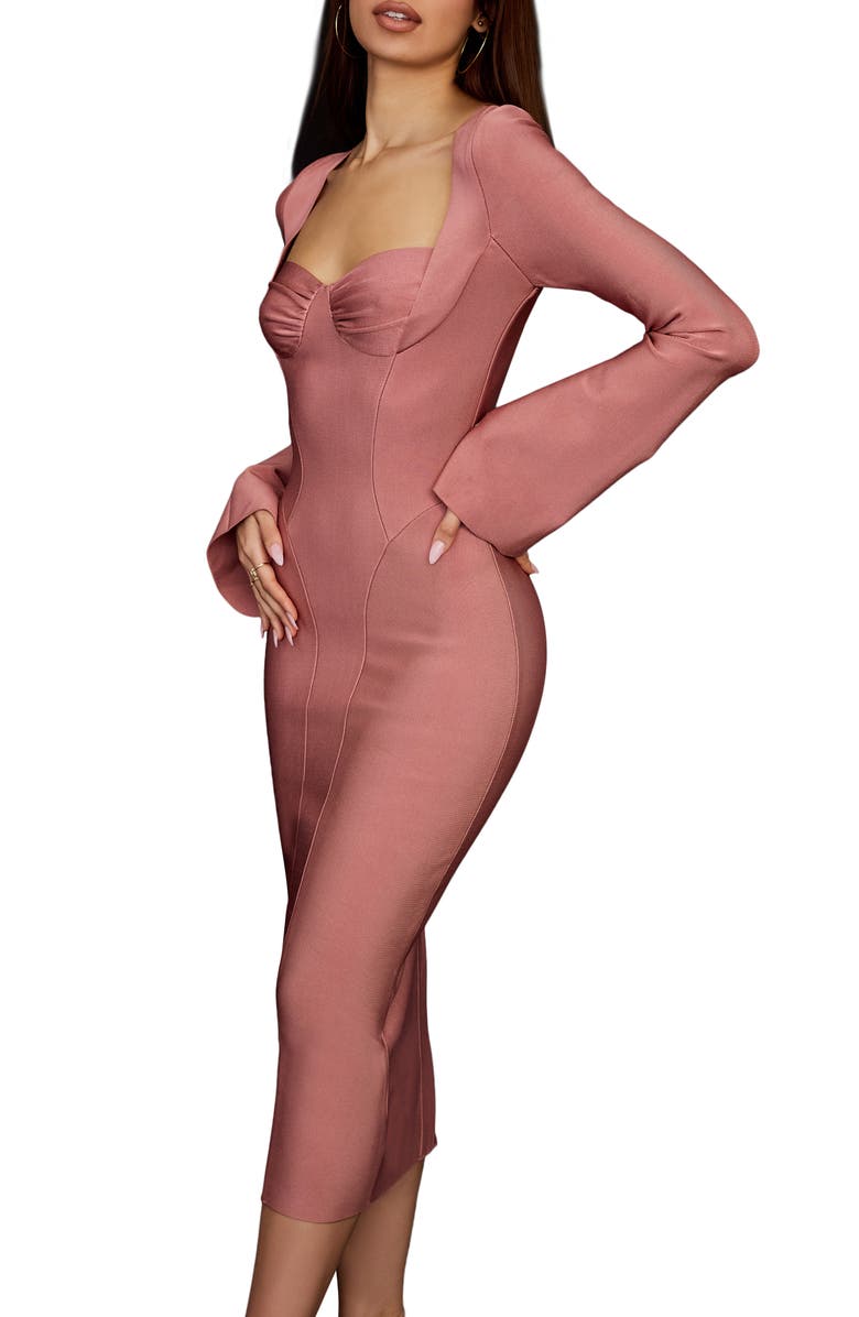 HOUSE OF CB Long Sleeve Body-Con Midi Dress, Alternate, color,