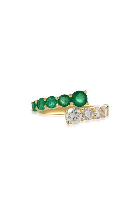 Diamond & Emerald Bypass Band Ring