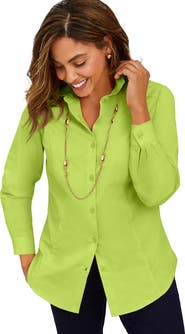 Jessica London Stretch Poplin Button-Down Shirt