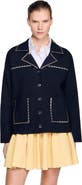 SANDRO Studded blazer collar cardigan