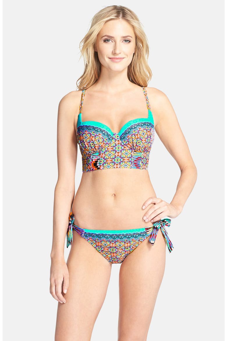 Underwire Bustier Bikini Top, Alternate, color, BLUE MULTI PRINT