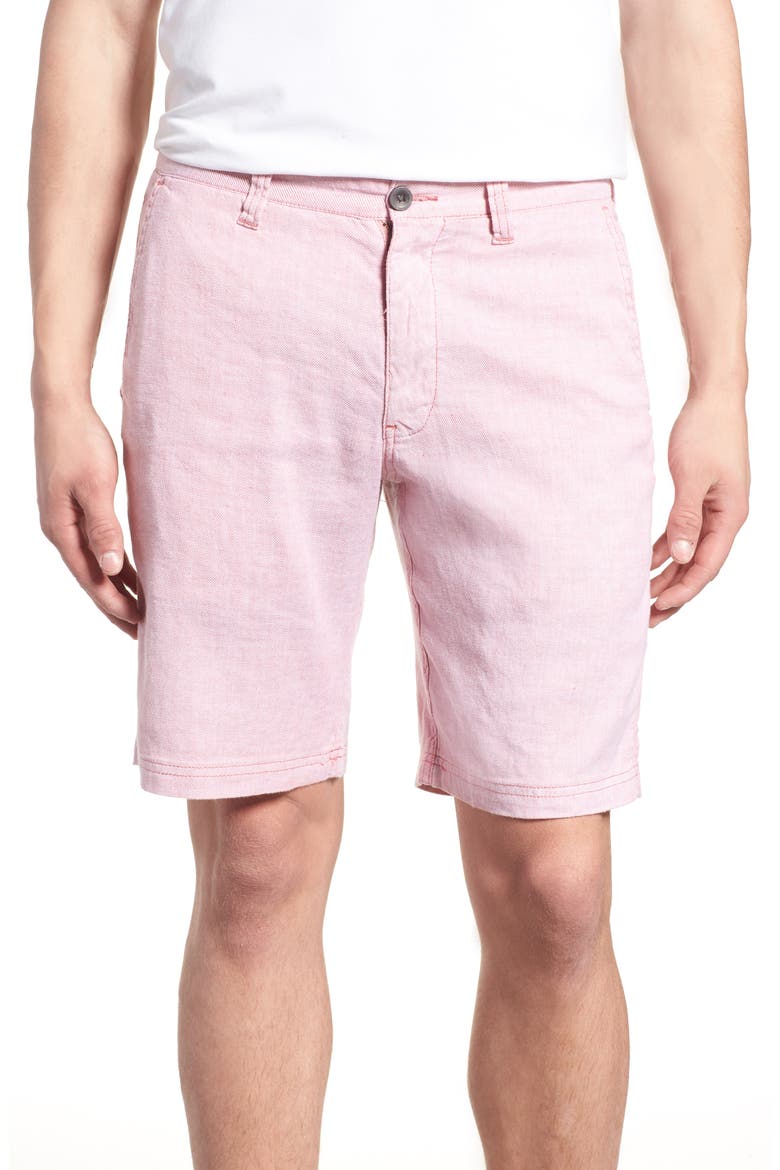 Beach Linen Blend Shorts, Main, color, RED SUNSET