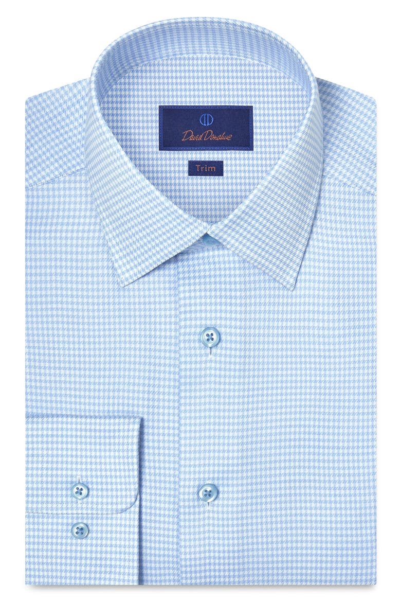 Trim Fit Microcheck Stretch Cotton Twill Dress Shirt, Main, color, SKY/ WHITE