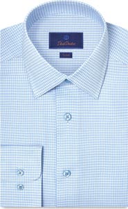 David Donahue Trim Fit Microcheck Stretch Cotton Twill Dress Shirt