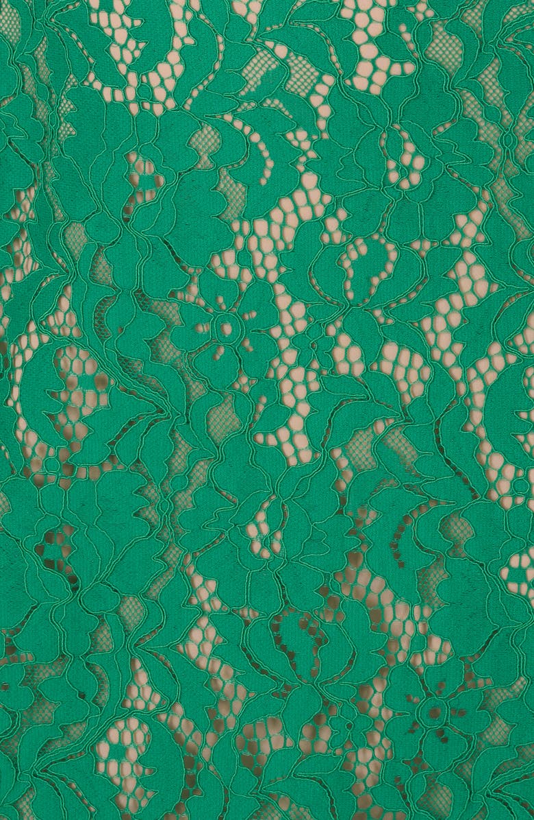 Adrianna Papell Short Sleeve Belted Lace Midi Dress, Alternate, color, 