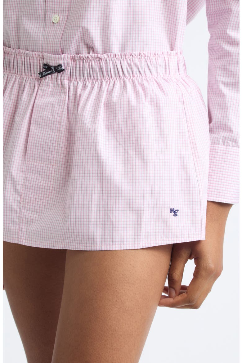 Check Cotton Boxer Miniskirt, Alternate, color, PINK GRAPH