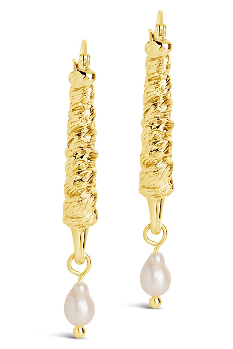 Sylvie Freshwater Pearl Hoop Earrings, Alternate, color, GOLD