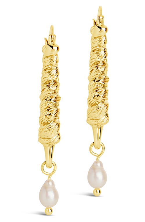 Sterling Forever Gold-tone Or Silver-tone Drop Cultured Freshwater Pearl Sylvie Statement Hoops