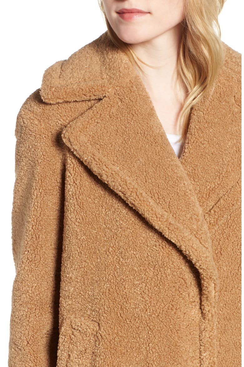 Faux Fur Teddy Bear Coat, Alternate, color, BUTTERSCOTCH