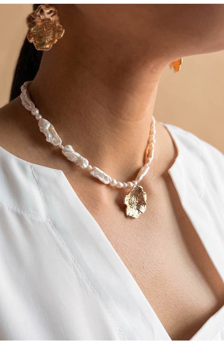 Astor & Orion Poppy Pearl Necklace, Alternate, color, Gold