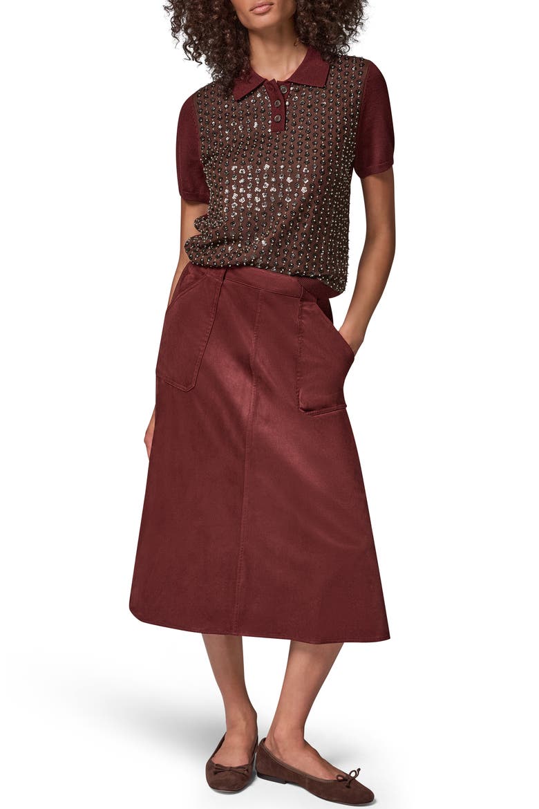 Faux Suede Patch Pocket Skirt, Alternate, color, BLK CHERRY