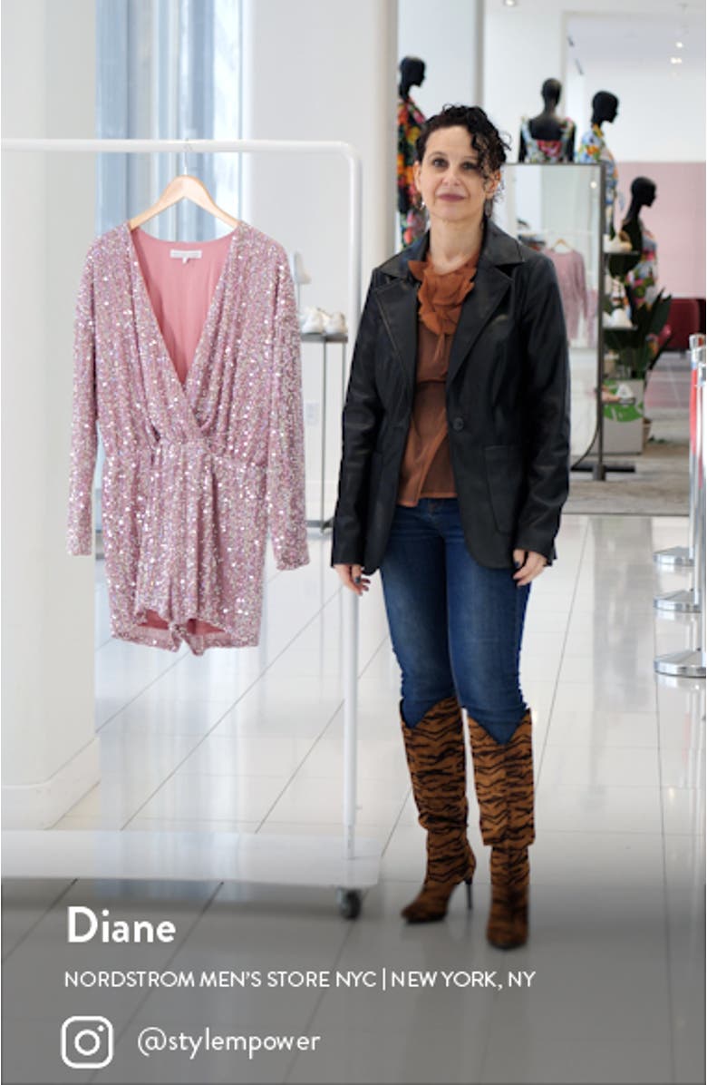 Sequin Wrap Front Romper, sales video thumbnail