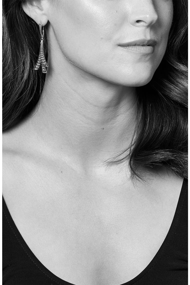 Signature Caviar Linear Drop Earrings, Alternate, color, SILVER/ GOLD
