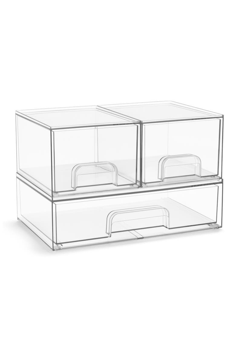3-Piece Set Clear Organizer Drawers, Main, color, CLEAR