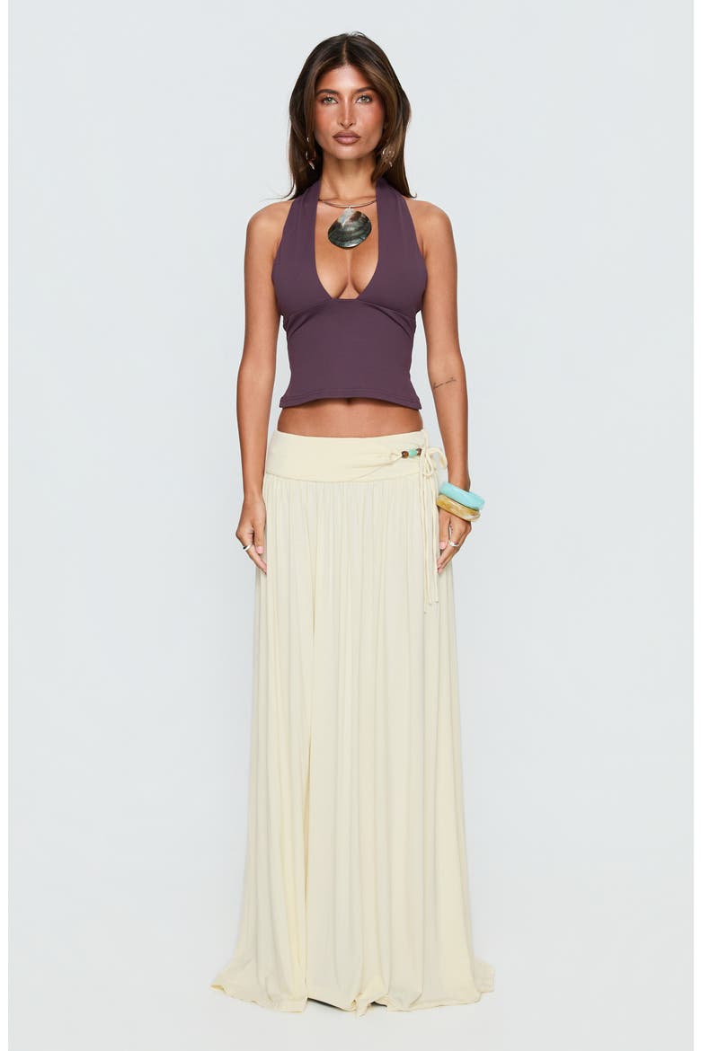 Velvet Storm Tie Detail Maxi Skirt, Alternate, color, CREAM