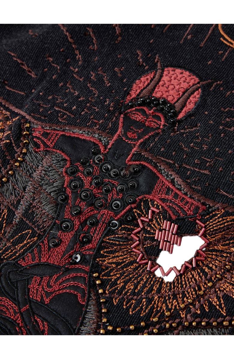 John Varvatos Deco Goddess Embellished Organic Cotton T-Shirt, Alternate, color, Black