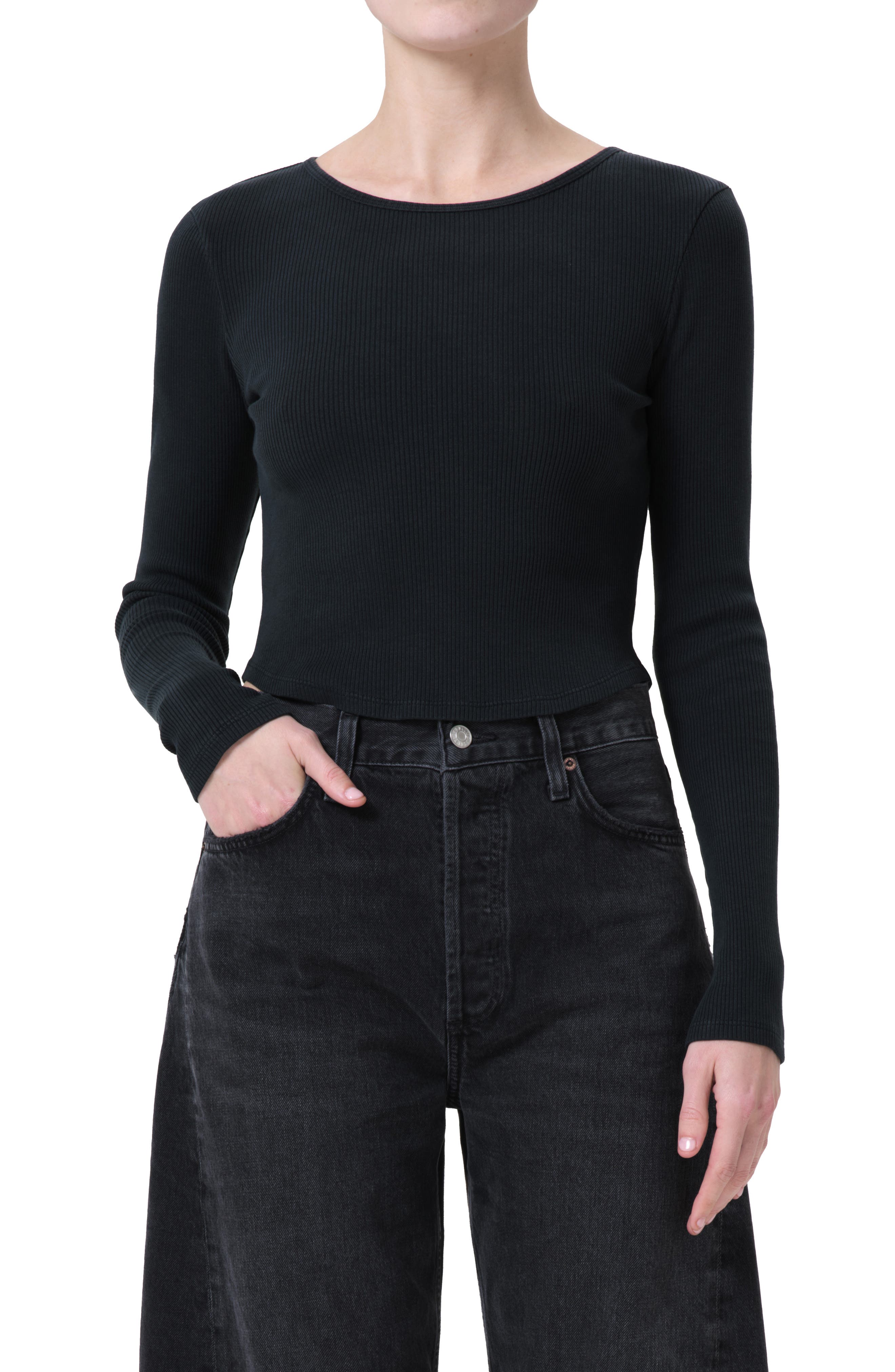 AGOLDE Nova Long Sleeve Crop Rib T-Shirt