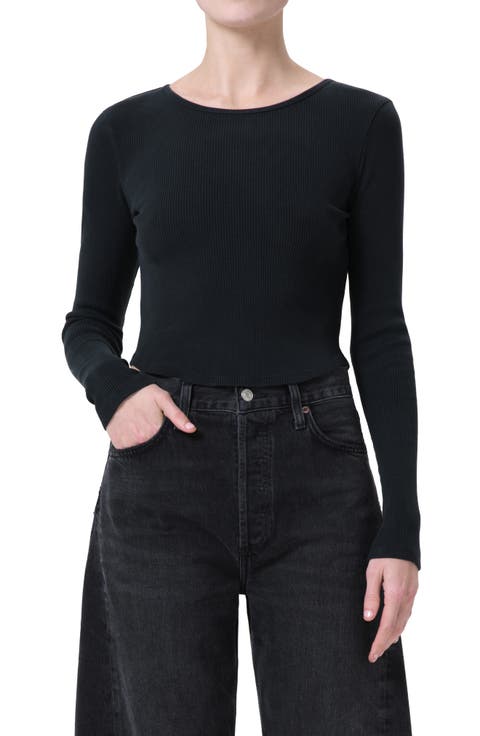 Nova Long Sleeve Crop Rib T-Shirt