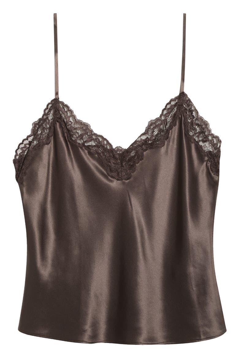 Teddy Lace Trim Silk Crop Camisole, Alternate, color, BLACK PEARL LACE