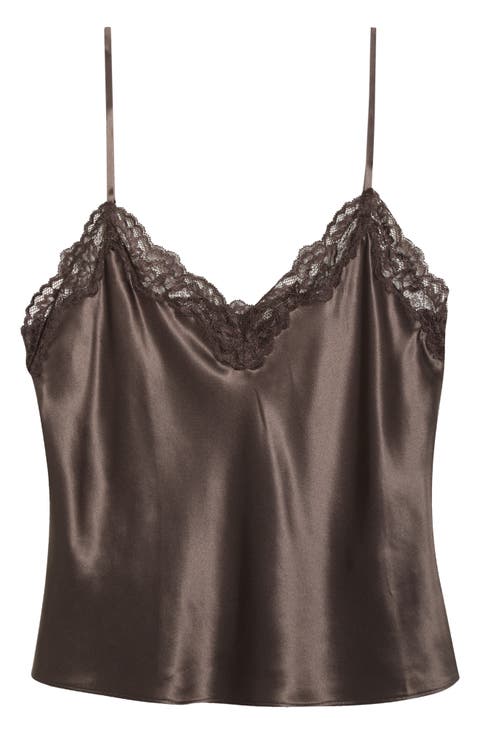 Teddy Lace Trim Silk Crop Camisole