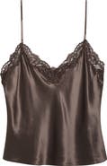 Reformation Teddy Lace Trim Silk Crop Camisole
