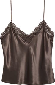 Reformation Teddy Lace Trim Silk Crop Camisole