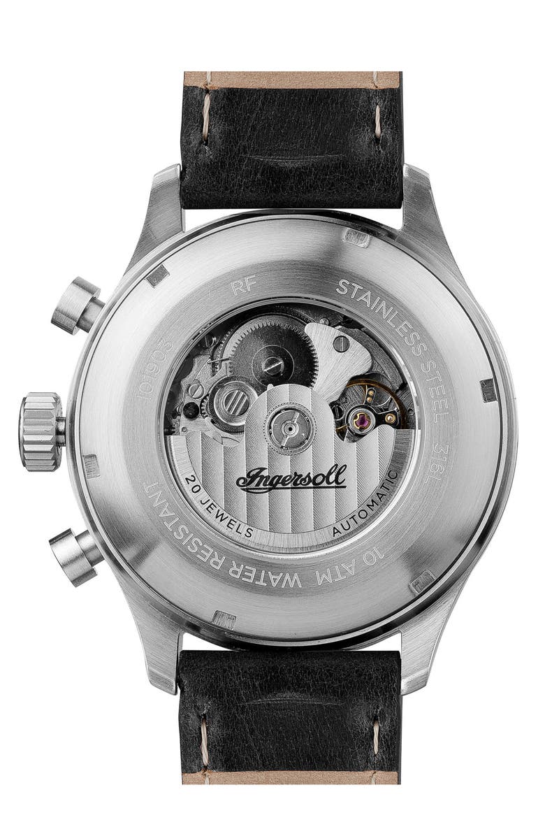 Ingersoll Bateman Automatic Multifunction Leather Strap Watch, 45mm, Alternate, color, 